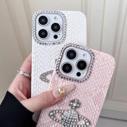 Crystal Orb Embossed Leather iPhone Case