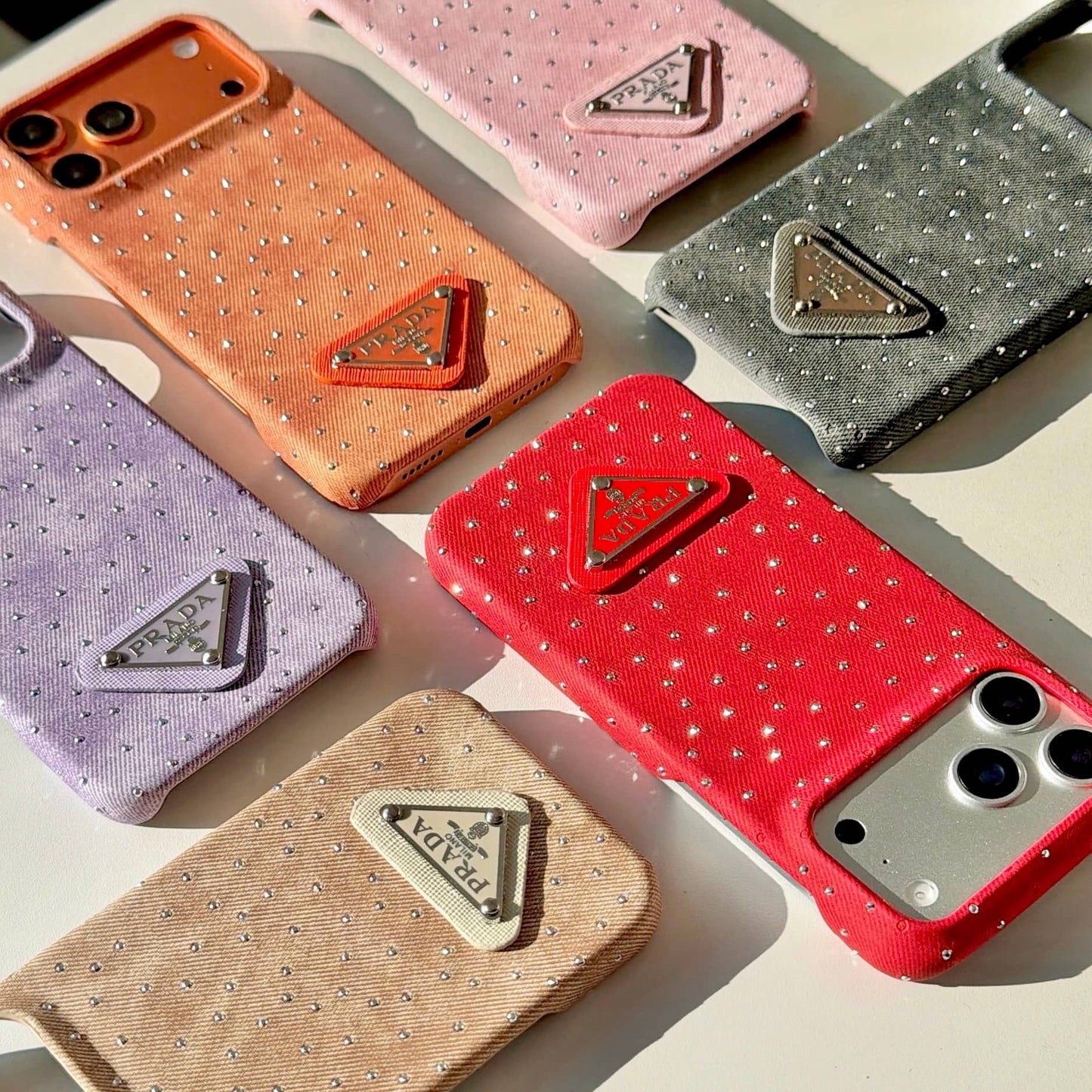 Crystal Stud Leather iPhone Case