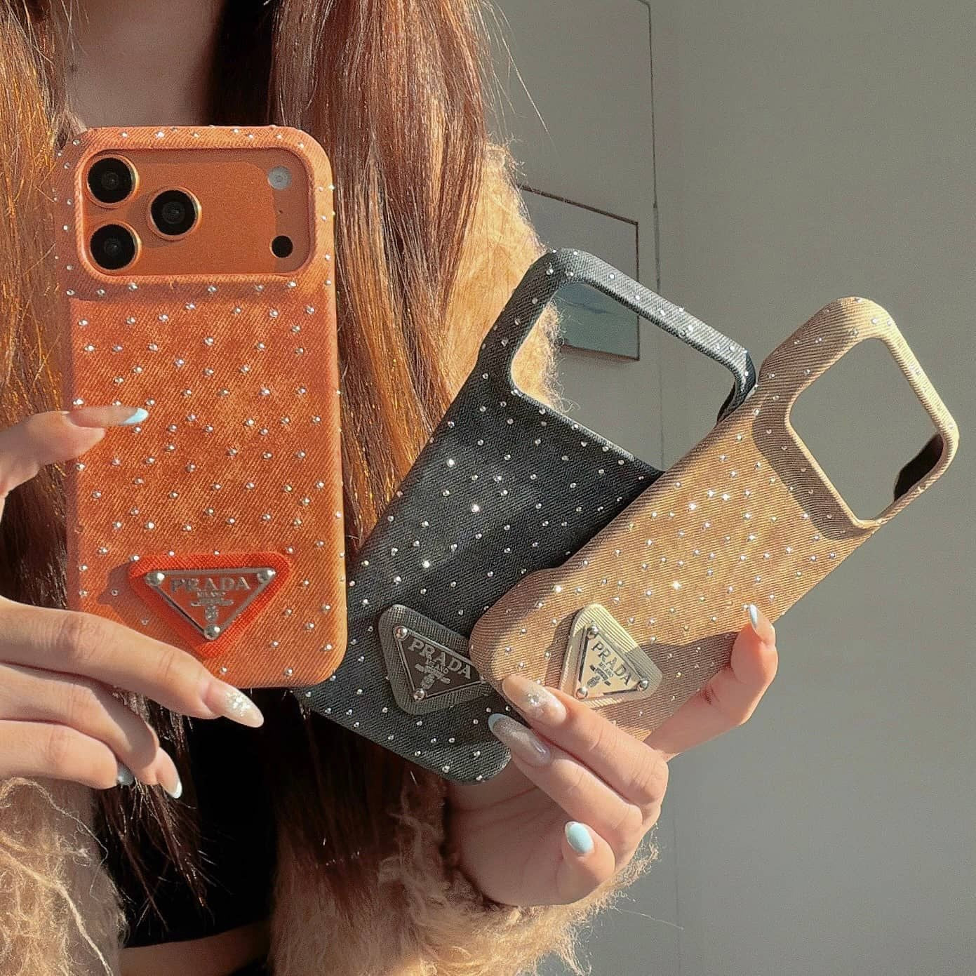 Crystal Stud Leather iPhone Case