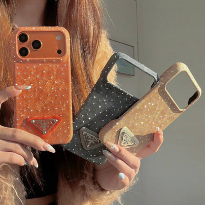 Crystal Stud Leather iPhone Case