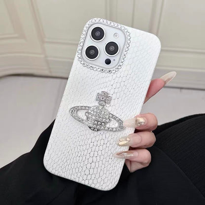 Crystal Orb Embossed Leather iPhone Case