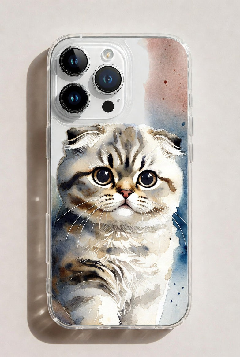 Watercolor Scottish Fold Cat Phone Case